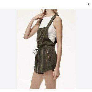 Wilfred Free Aritzia Women's Size XS Green Beatriz Romper Overall Shorts